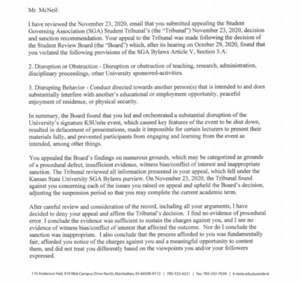 JadenPMcNeil's tweet image. I was kicked out of Kansas State for protesting anti-White hatred on campus. Apparently saying "White Lives Matter" was disruptive to the learning environment, but BLM could barge into classes and scream without repercussions. Nobody defended me because the media called me racist