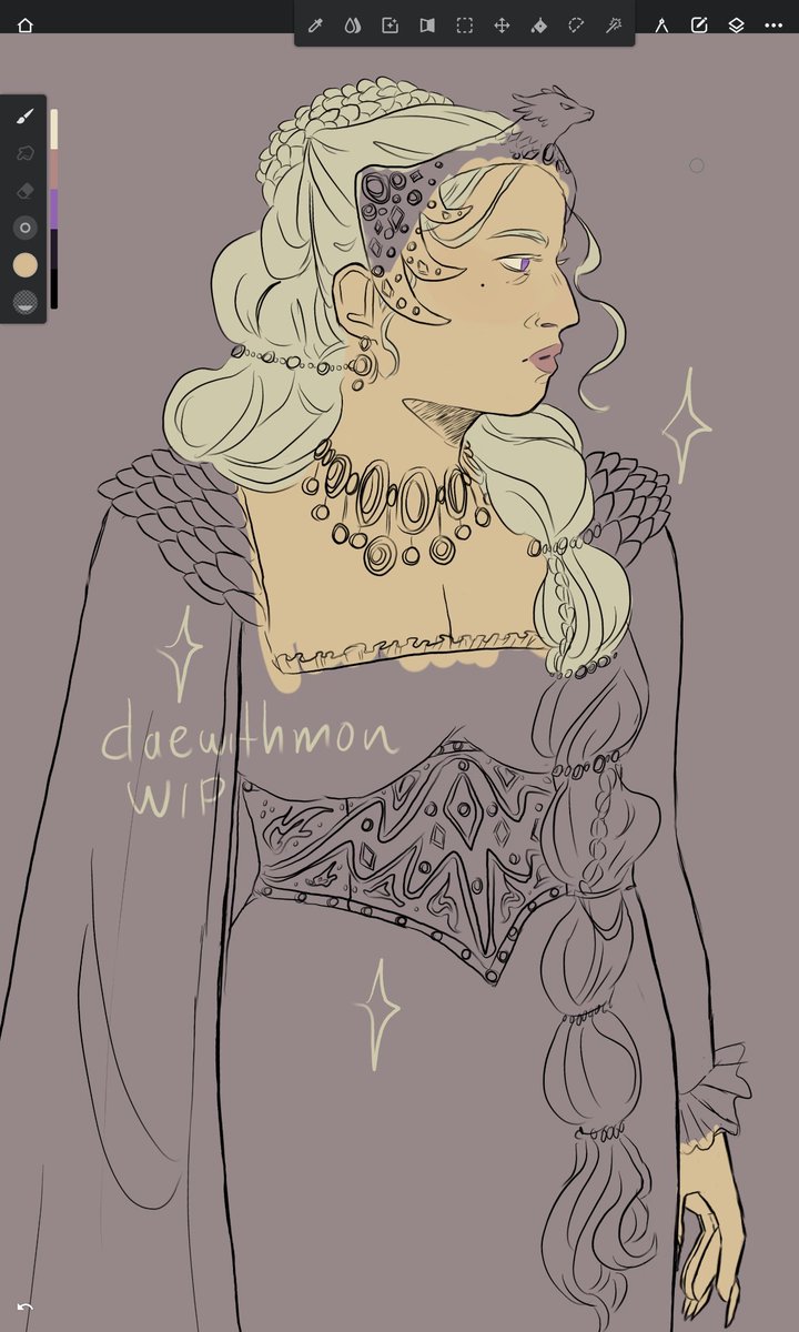 She and a lot of accessories, never leave my mind 
Space available for commissions!

#rhaenyratargaryen #hotd #WIP