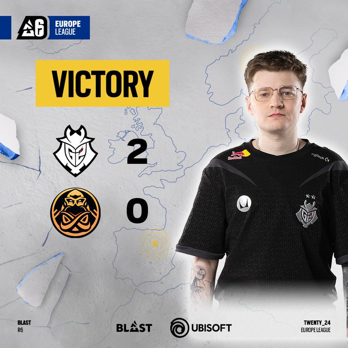 Sie haben es erneut getan!
@G2Rainbow6 gewinnt das LCQ und fährt zum Manchester Major!

Am 16.05 geht es los, also direkt im Kalender eintragen!

✈️🇬🇧

#BlastR6 #R6EUL