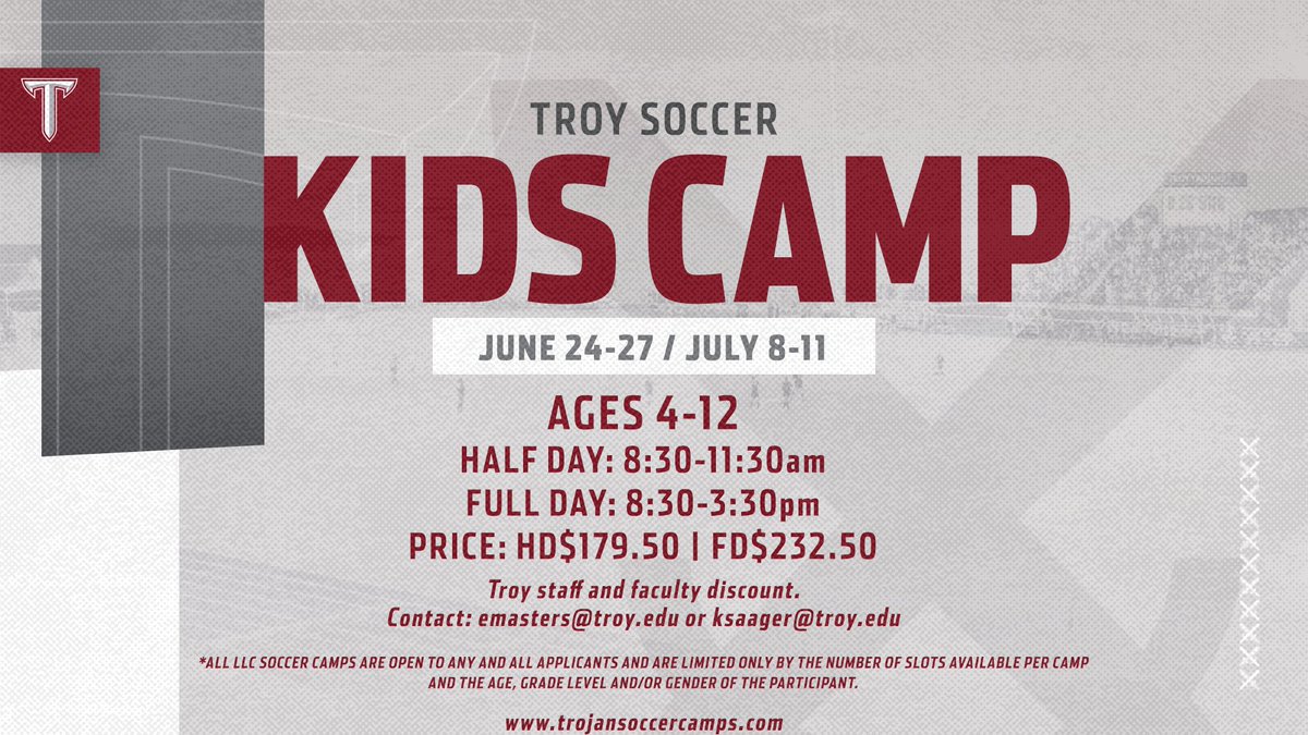 There’s no better way to spend your summer vacation than playing some soccer‼️ Sign ups are now open for our kids camp! Contact @masters_troyWSO or @kayy_saags for more information! #WEoverme | #OneTROY⚔️⚽️
