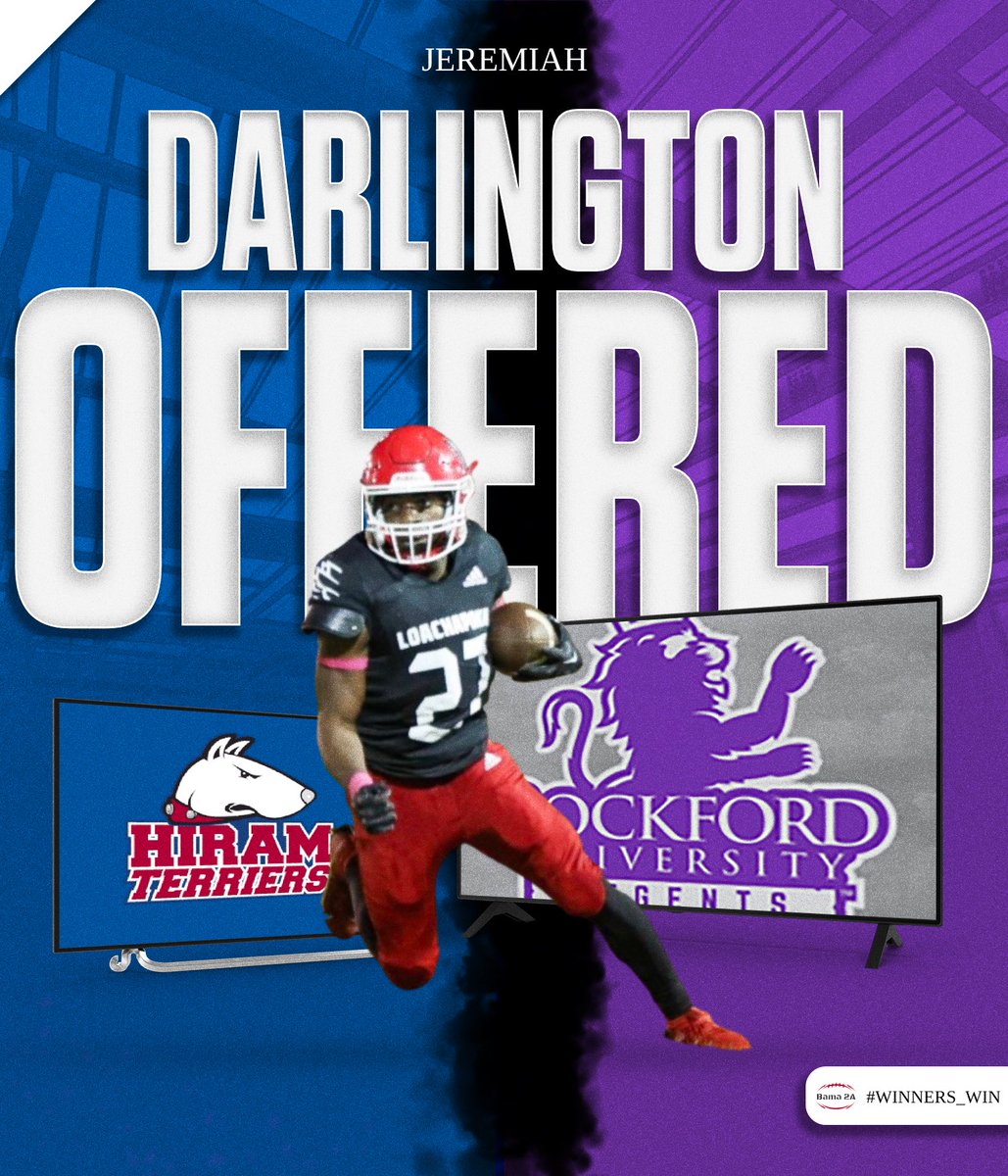 Bama 2A (@bama_2a) on Twitter photo Congratulations to <a href="/D27Jeremiah/">Jeremiah βJDβ Darlington π―π²πΊπΈ</a>βοΈ
He was offered by <a href="/Hiram_Football/">Hiram College Football</a> & <a href="/RockfordUFB/">Rockford U Football</a>βοΈ Congratulations to <a href="/D27Jeremiah/">Jeremiah βJDβ Darlington π―π²πΊπΈ</a>βοΈ
He was offered by <a href="/Hiram_Football/">Hiram College Football</a> & <a href="/RockfordUFB/">Rockford U Football</a>βοΈ