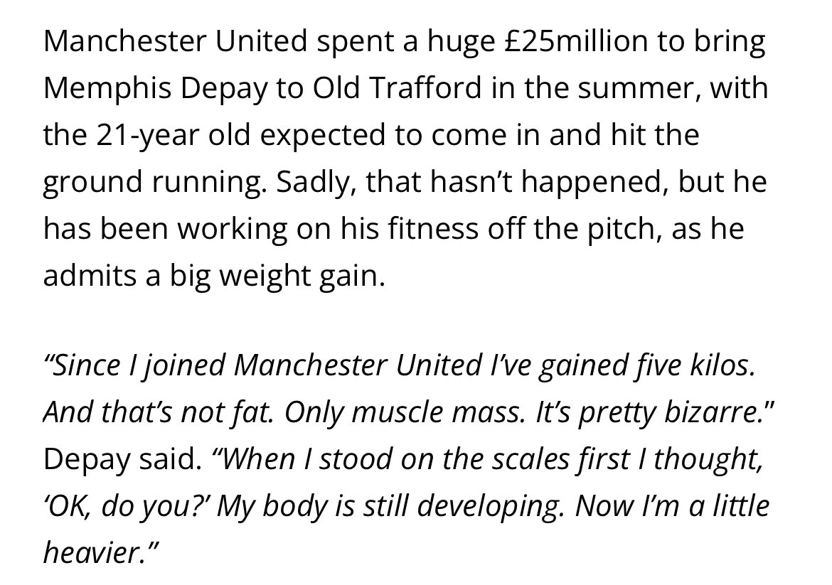 Does anyone have Sancho’s weight 6 months ago compared to now? Why is it a consistent problem of players coming to United and putting on unnecessary size? Martial, Sancho, Depay, Lukaku to name a few. Bulking to ‘prepare for physicality of English football’ only to lose…