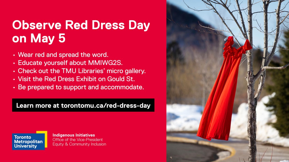 May 5 marks Red Dress Day, also known as the National Day of Awareness for Missing and Murdered Indigenous Women and Girls and Two-Spirit People (MMIWG2S).