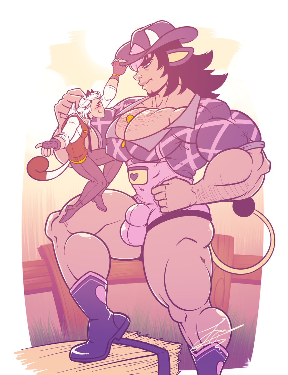 One of my fave chars from <a href="/GigaTitans/">Giga-Men</a>, their moo man Dudley. The question is...Can you milk those?
#giant_male #size_difference #gijinka #Pokemon #miltank #Muscleguy