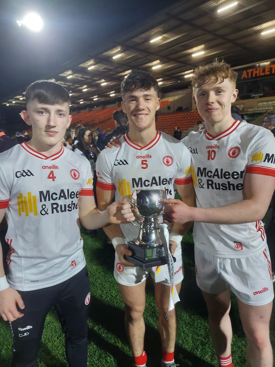 🏆🔴⚪️ COMHGHAIRDEAS ⚪️🔴🏆

Well done to our club players Conor, Shea & Cormac and the @TyroneGAALive team in winning the @UlsterGAA U20 Final tonight!

Maith thú Conor, Shea & Cormac! 🔶🔷👏🏻
