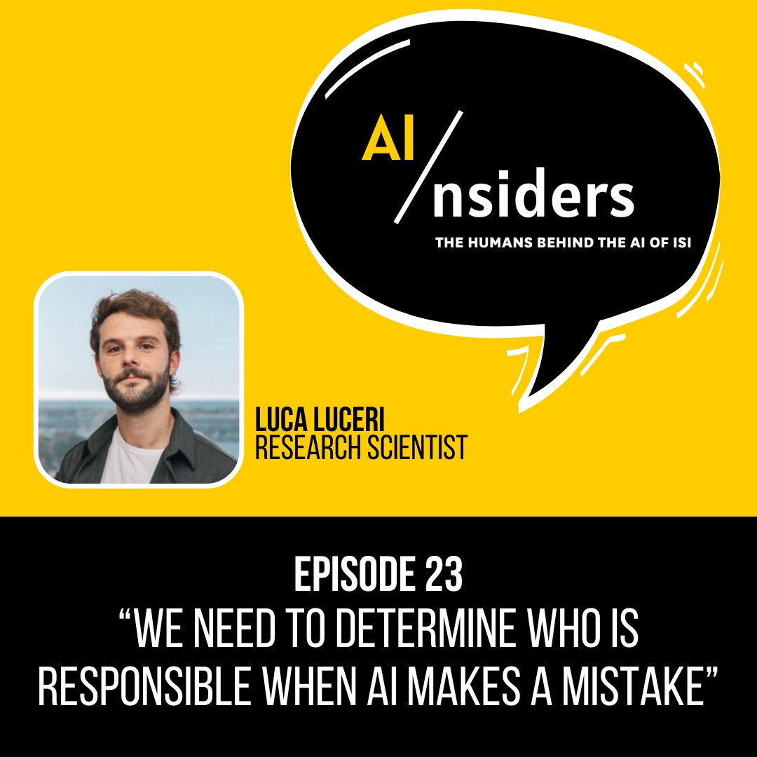 AI/nsiders, ISI's podcast, is hosted by AI Division Director Adam Russell. In this week's episode, @LucaLuceri , a research scientist at ISI, shares why he believes working in teams is important to AI advancement. Listen here: bit.ly/3QweA2j