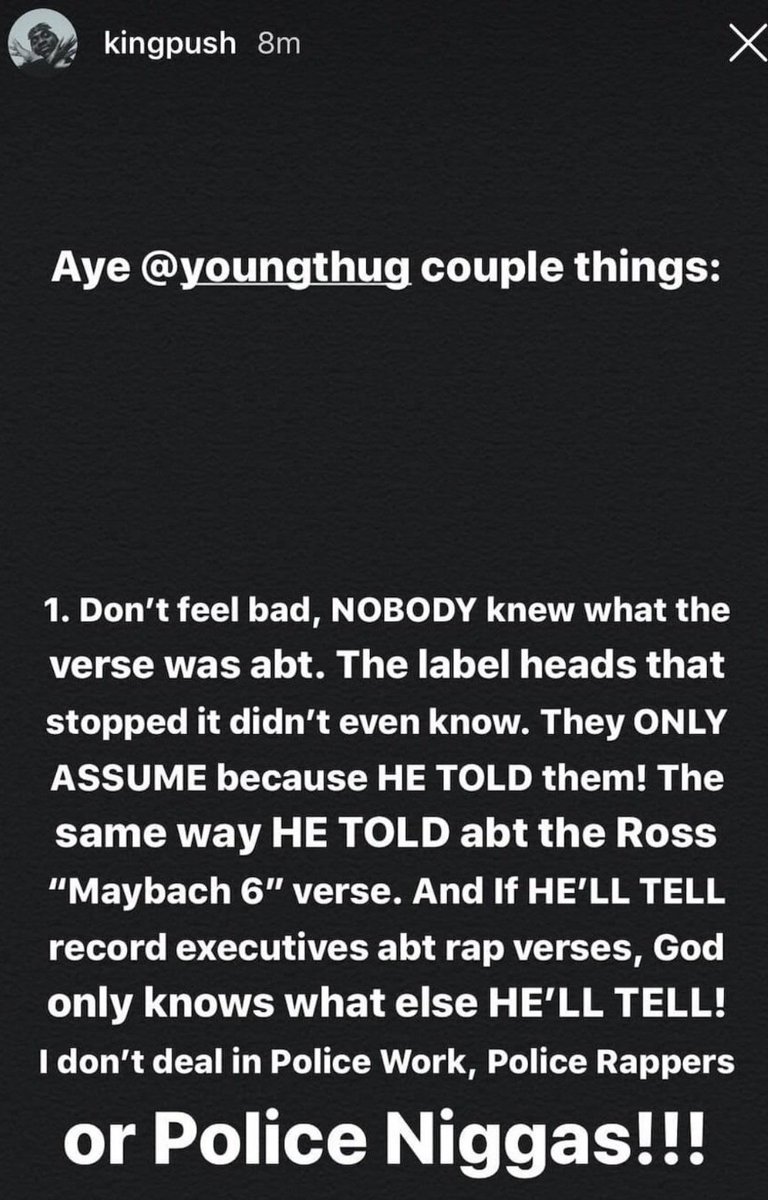 Pusha did say something similar before when he was featured on Pop Smoke album and the deleted 'Maybach Music 6' feature