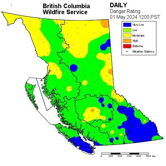 BC Fire Risk for Today - BC Wildfire Service - The fire danger rating (i.e. the risk of a wildfire starting) for the province is updated daily at approximately 2 pm. - What the danger class ratings mean Low: Fires may start easily and spread quickly but … ift.tt/XcNslP0