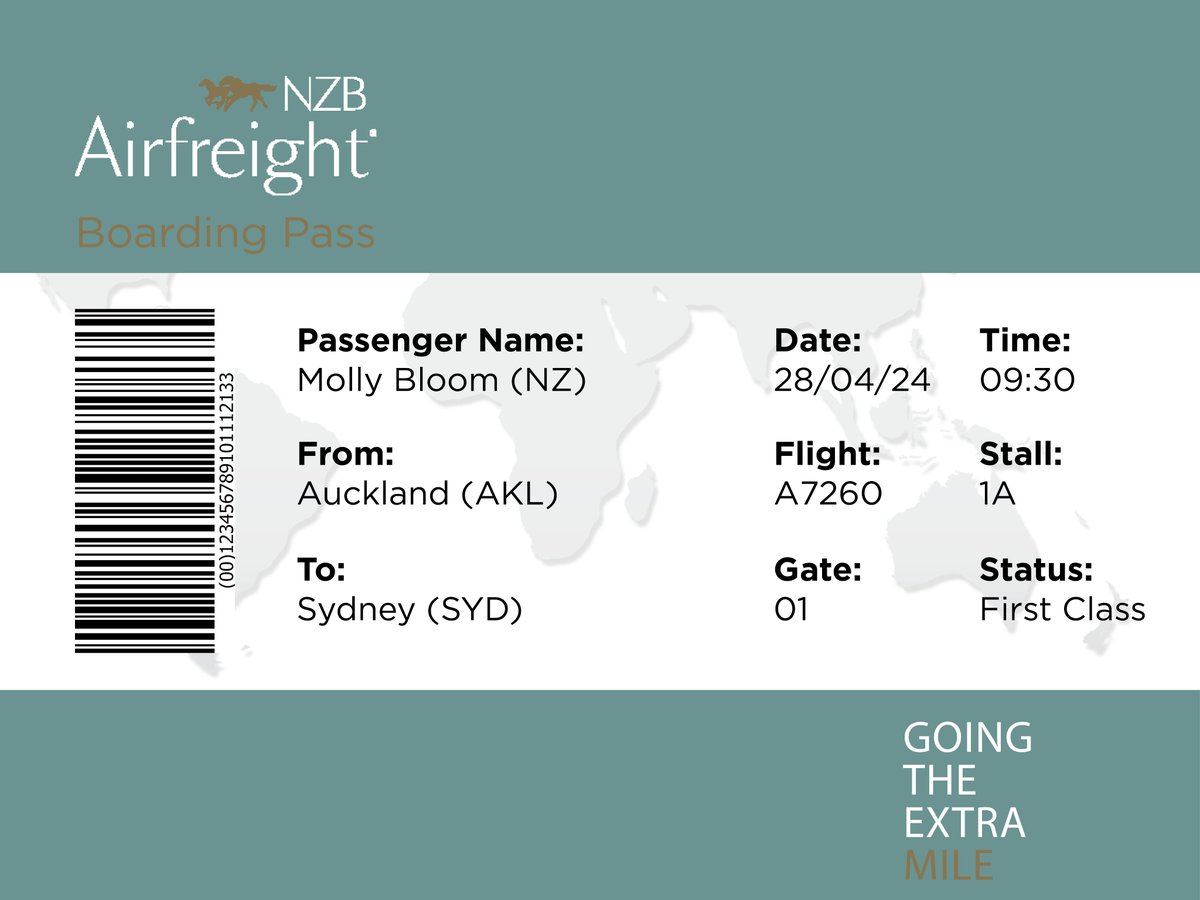 NZB's Filly of the Year winner and 3YO sweetheart #MollyBloom took flight for Sydney earlier in the week for her next campaign!😍🏇 Best of luck to all connections.🙌 Go Molly! 🤩 #GoingtheExtraMile✈️🌏