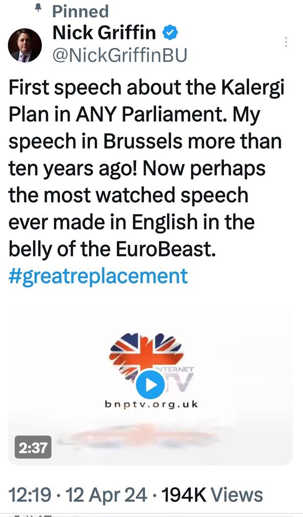 Come on folks, we've got this up to 194k views on my X channel alone already. Please give me a boost to get this over 200k.

With all views on all platforms, this is already the most watched English-language speech in the history of the European Parliament.
#KalergiPlan