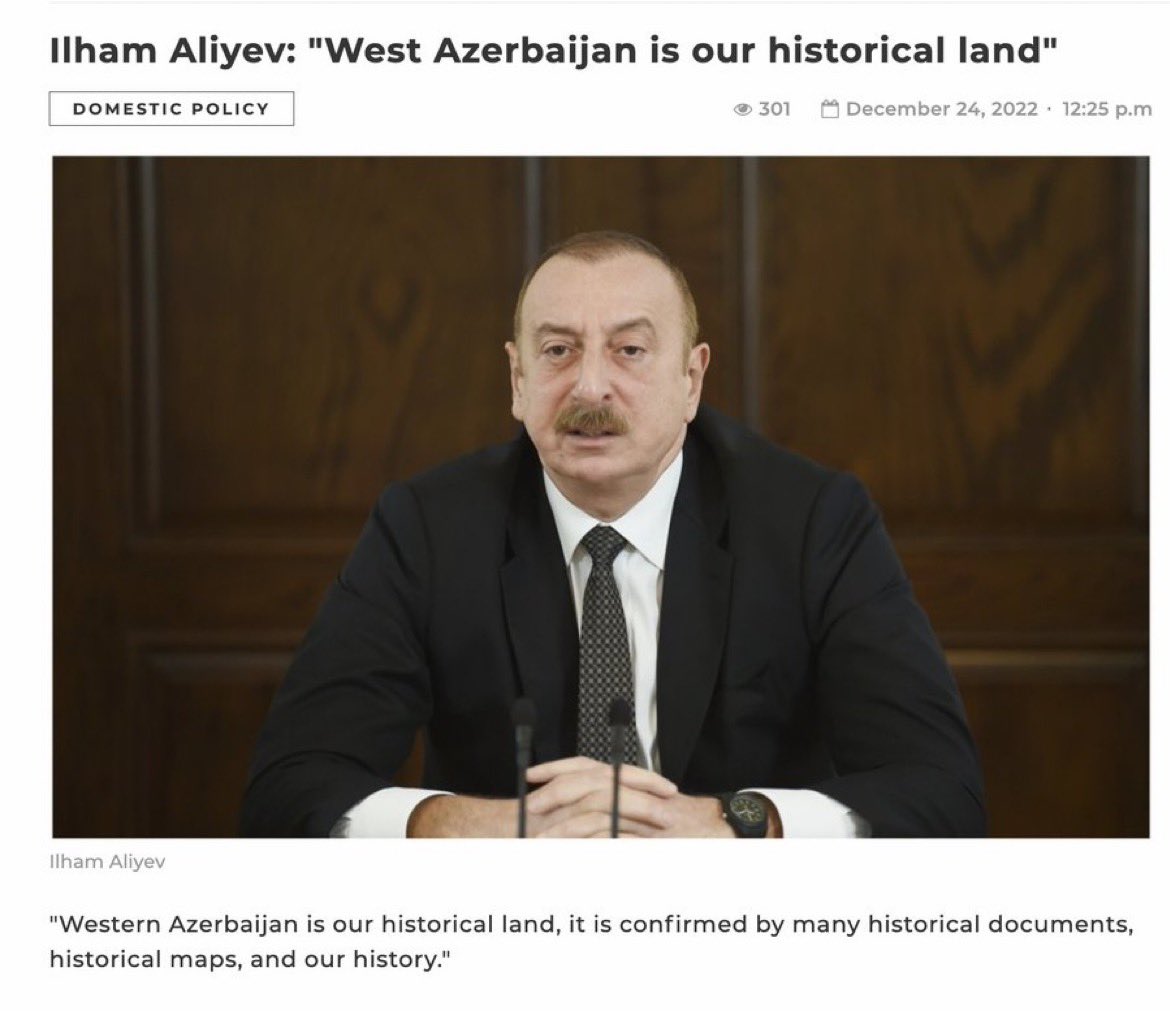 Ok, but tell us more about the plan for the great return to “Western Azerbaijan” and how Armenia doesn’t have any sovereign territory because the border is “conditional”