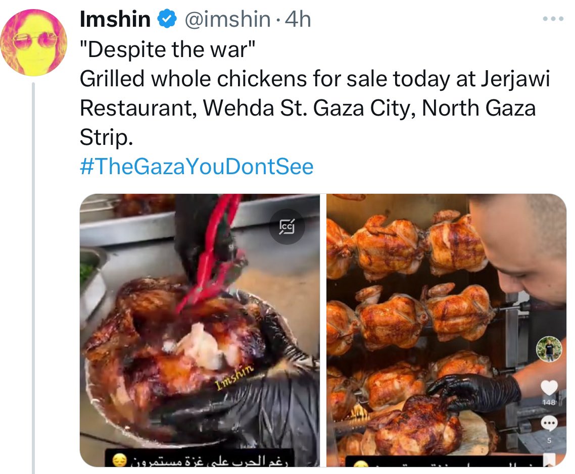 @antonioguterres @UNRWA Maybe you’re not aware, but there’s a great new chicken place in North Gaza that you’ve got to try. I know there’s all kinds of rumors about starvation but you’ve just got to try this chicken. Plus they’re over 40 bakeries putting out millions of pitas every day. Maybe your…