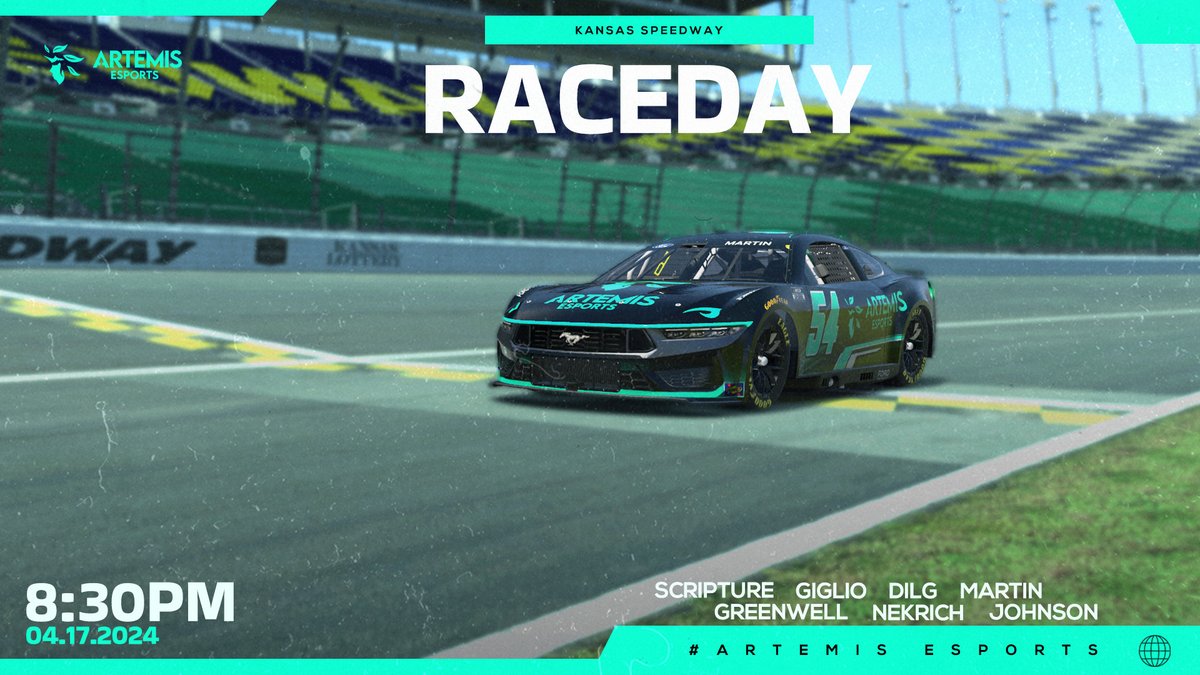 [#ARTEMISiR] 

RACEDAY from Kansas! The Boys Look to Keep the Form as We Are #OnTheHunt for more @CTCRacing Trophies, and for Playoffs! See you at 8:30 for Some Competitive Racing! 

🌐: Kansas Speedway
🕣: 8:30PM EST
🎙️: @CTCRacing 
🖥️: DOWN BELOW