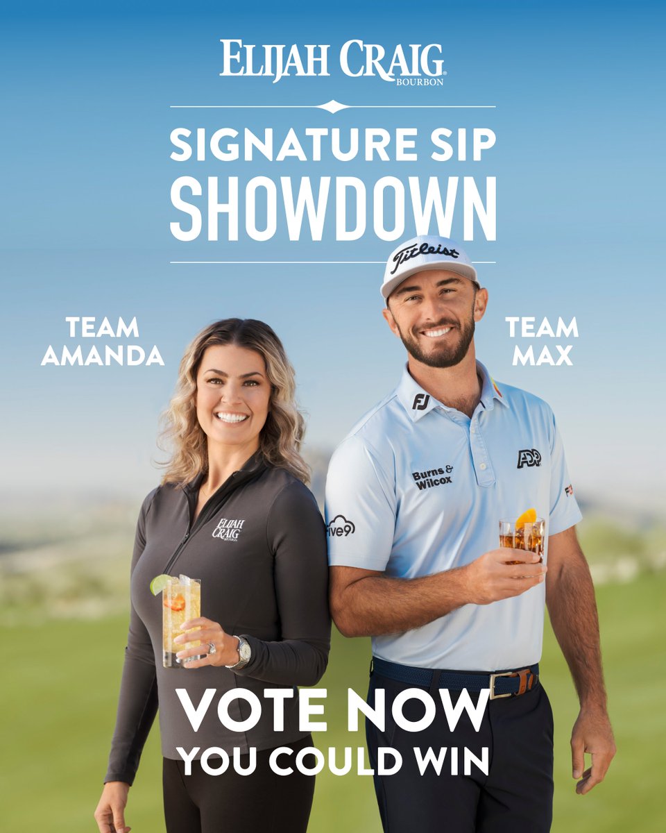 Who serves up a better round: Max or Amanda? Help us decide in Round 1 of our Signature Sip Showdown! You could win a trip to the 2025 PGA Championship. Vote now at elijahcraig.com/golf-showdown