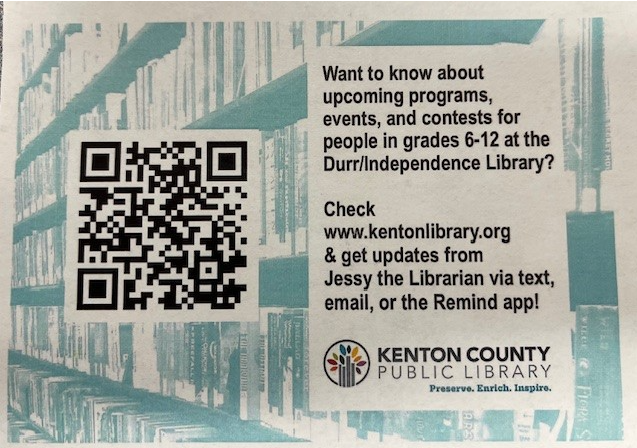 Check out this QR Code to find out upcoming events at the Kenton County Library!