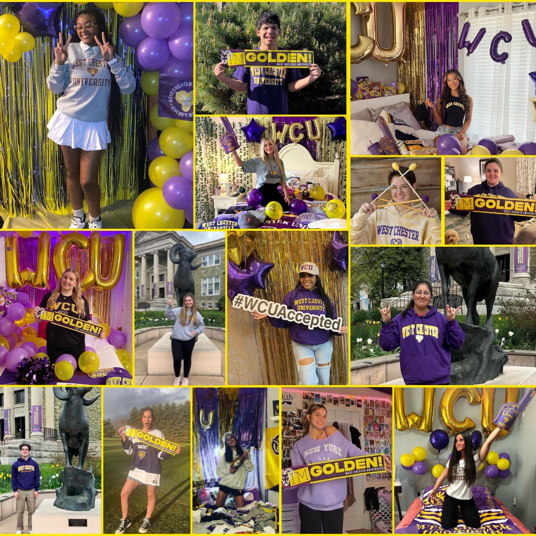 We are loving your #WCUaccepted pics! Keep tagging @wcuofpa! We'll continue to share until May 15th (WCU's enrollment deposit deadline) 💜💛💜💛#RamsUP #ChargeOn #DecisionDay #decisionday2024 Class of 2028 info: wcupa.edu/_admissions/SC…