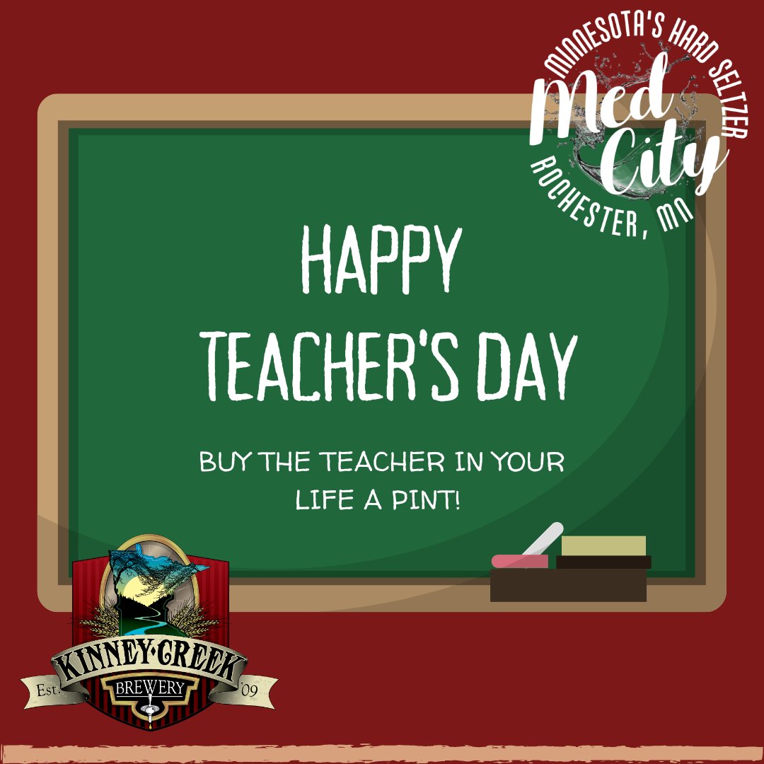 Happy National Teacher's Day!

Grab a pint with the teacher in your life today! On the go? Grab a 6 pack of their favorites to brighten their day!

#nationalteachersday #teachersday #teachers #thankateacher #brewery #mnbrewery