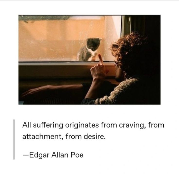 “All suffering originates from craving, from attachment, from desire.”

— Edgar Allan Poe