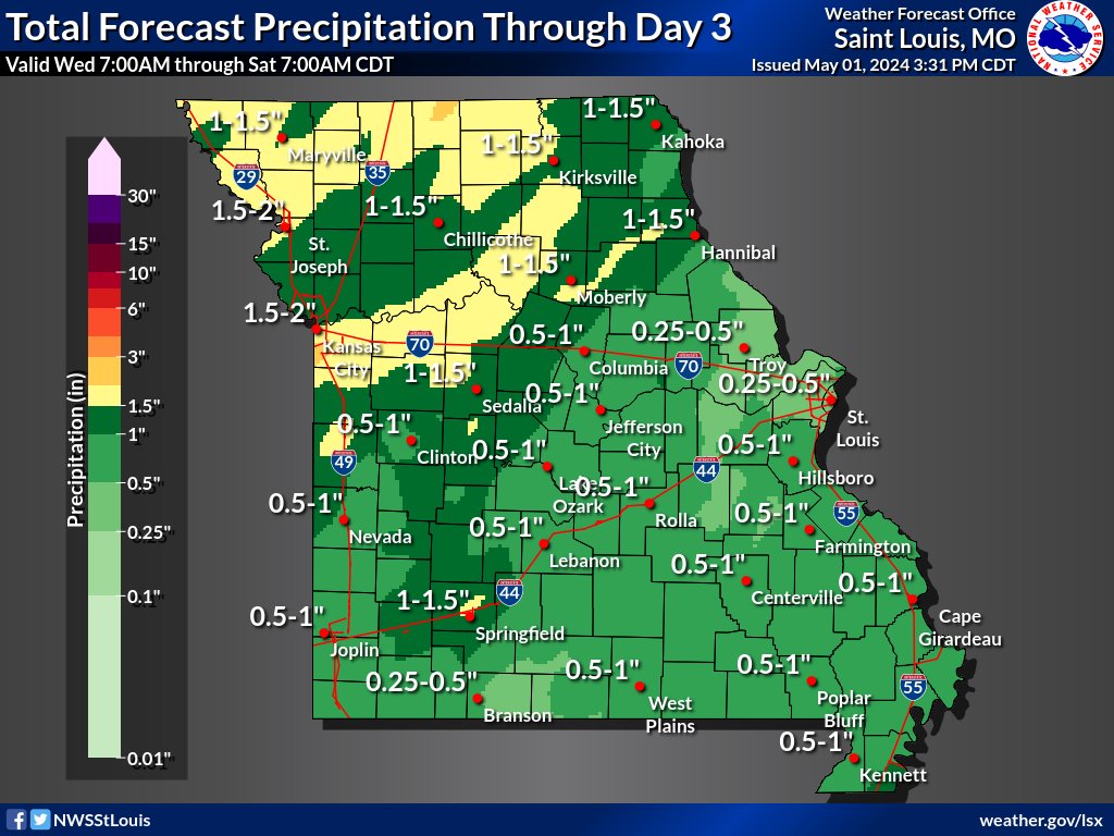 ⚠️ With widespread rainfall expected over the next several days, flooding continues to be a concern, particularly in areas with already saturated soil. Pay attention to your local forecast & be especially alert near low water crossings & flood risk areas! #TurnAroundDontDrown