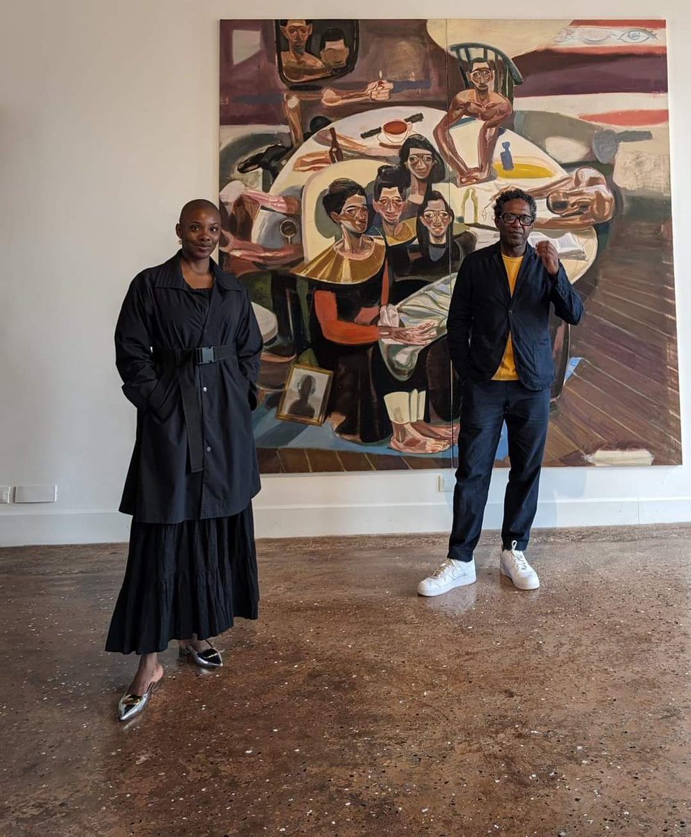The artist @tesfayeurgessa is a smash hit at the  #venicebiennale . His work is also here in England @ #saatchiyates gallery, 14 Bury St, St James London. This photo  is myself & @yomiadegoke (in Venice). Yomi will be there tomorrow morning for an in conversation with the artist.