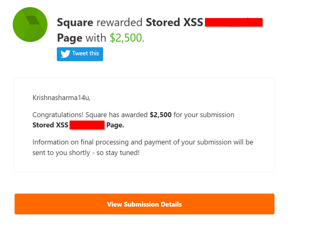 I earned $2,500 for my submission on @bugcrowd bugcrowd.com/krishnasharma1… #ItTakesACrowd