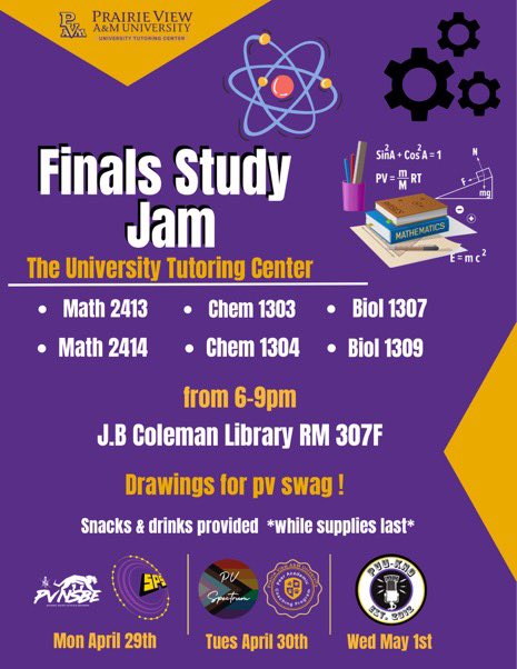 Finals Study Jam, Tonight📚
UTC X <a href="/PVUKNORadio913/">PVU-KNO Radio</a> 💜💛