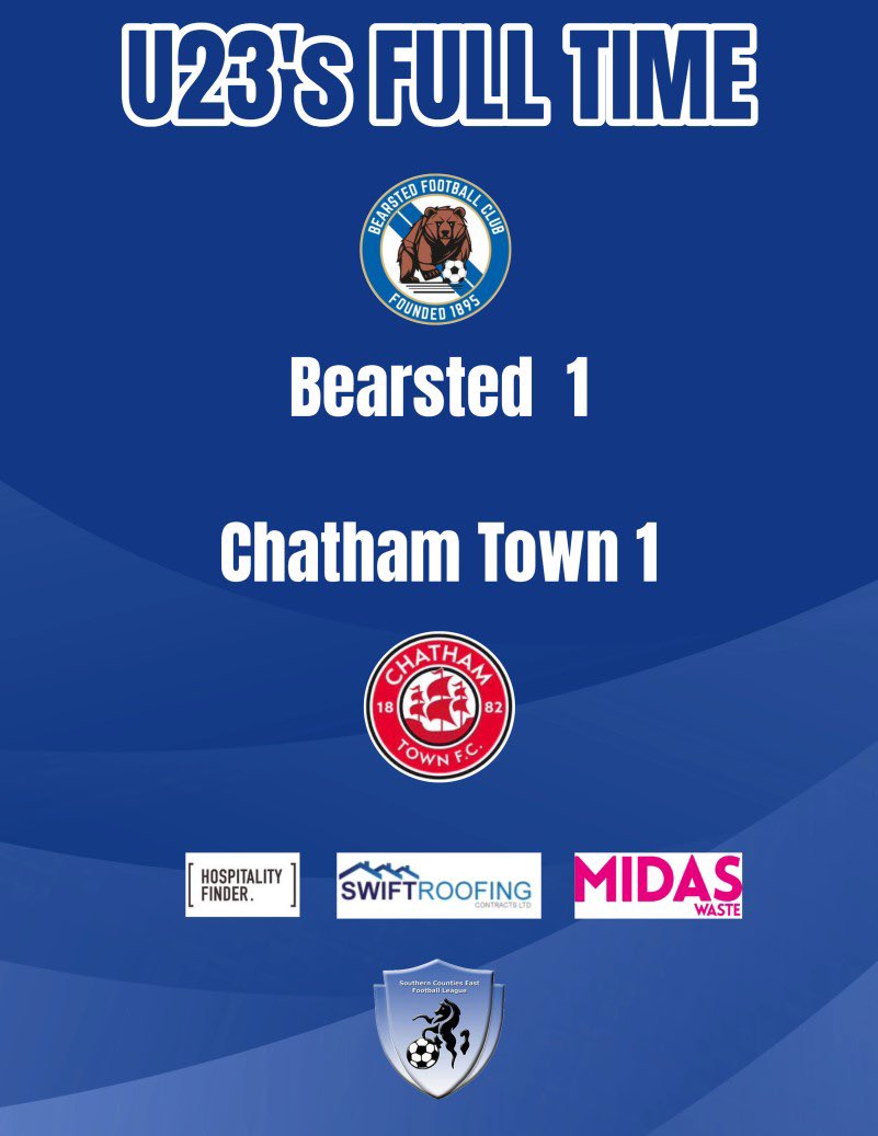 Full time has seen Bearsted share the points drawing with Chatham 1-1 #bearstedfc #bears #football #scefl #kent #fulltime