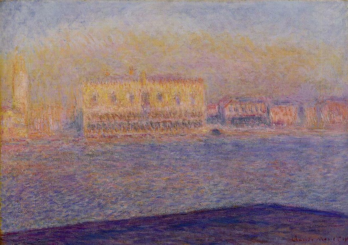 The Doges' Palace Seen from San Giorgio Maggiore, Venice, 1908 #claudemonet #monet wikiart.org/en/claude-mone…