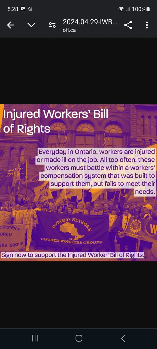 Support Injured Workers Bill of  Rights  Sign  @OFLabour @ONIWG 
 #ISupportInjuredWorkers  #IWBillofRights #OnLab #OnPoli  ofl.ca/event/in-solid…