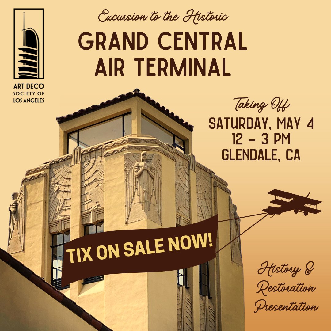 Join @ArtDecoLA for the presentation and panel discussion about the history and restoration of the #GlendaleGrandCentralAirTerminal. The event will take place on Saturday 5/4 from Noon to 3:00 PM PST. 
evergreene.com/glendale-centr…… #ArtDeco #AmeliaEarhart #Aviation #AdaptiveReuse