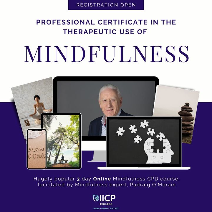 Professional Certificate in the Therapeutic Use of Mindfulness, starting on the 8th of May 2024. Participants will gain a rewarding life skill & a valuable tool for intervention. For more information visit our link in bio/profile #Mindfulness #CPD #learning #selfcare