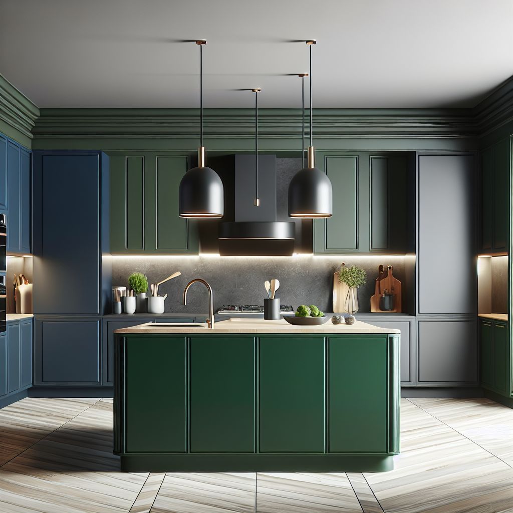 🌟 Home Design Tip: Add a pop of color to your kitchen by painting your island a bold shade like emerald green or navy blue. It will instantly create a focal point and add personality to the space. #homedesign #kitcheninspo 🎨🏡