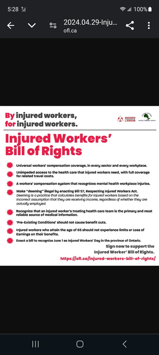 Injured Workets Bill of  Rights  @OFLabour @ONIWG   #ISupportInjuredWorkers #IWBillofRights #OnLab #OnPoli