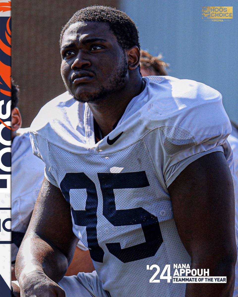 Virginia Football (@uvafootball) on Twitter photo Voted on by his teammates, <a href="/NAppouh62/">Nana Appouh ๐ฌ๐ญ</a> is our Teammate of the Year award winner at the #HoosChoiceAwards
#GoHoosโ๏ธ Voted on by his teammates, <a href="/NAppouh62/">Nana Appouh ๐ฌ๐ญ</a> is our Teammate of the Year award winner at the #HoosChoiceAwards
#GoHoosโ๏ธ