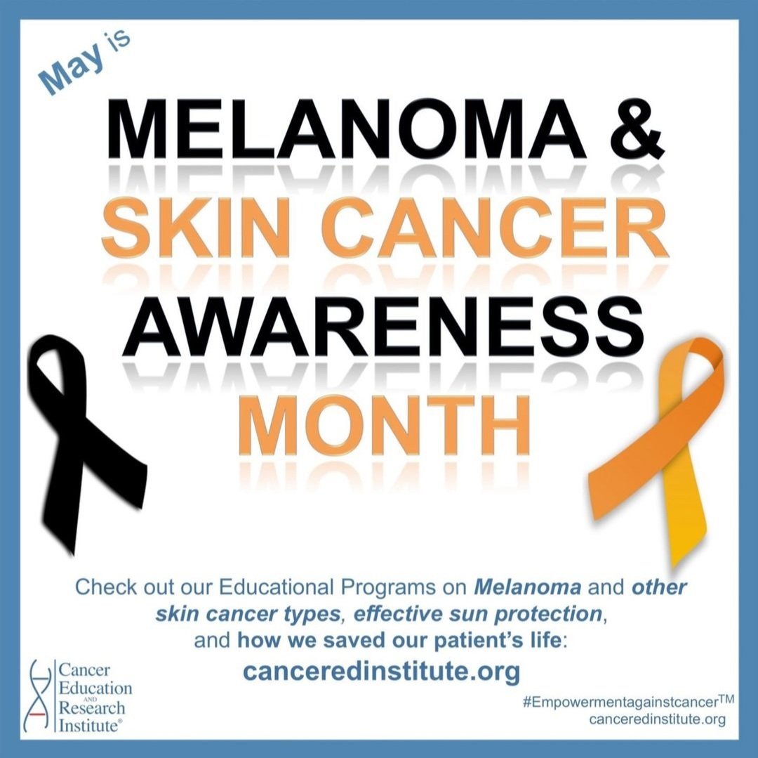 May is #MelanomaAwarenessMonth and #SkinCancerAwarenessMonth!

📌The main types of #SkinCancer are squamous cell carcinoma, basal cell carcinoma, and #melanoma.
Melanoma is the most deadly type of skin cancer.

Learn more about skin caner types:
👉canceredinstitute.org