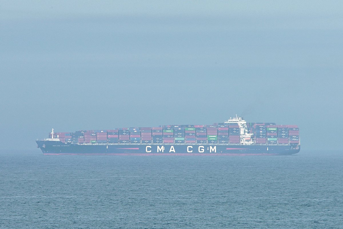 The CMA CGM LA SCALA, IMO:9450612 en route to Norfolk International Terminal (NIT) Virginia, flying the flag of Malta 🇲🇹. #ShipsInPics #ContainerShip #CMACGMLaScala