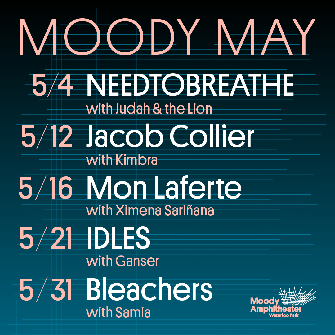 It's Moody May! 🌸 We can't wait to see you at one of our upcoming outdoor shows in Waterloo Park! Check out the full calendar at moodyamphitheater.com.