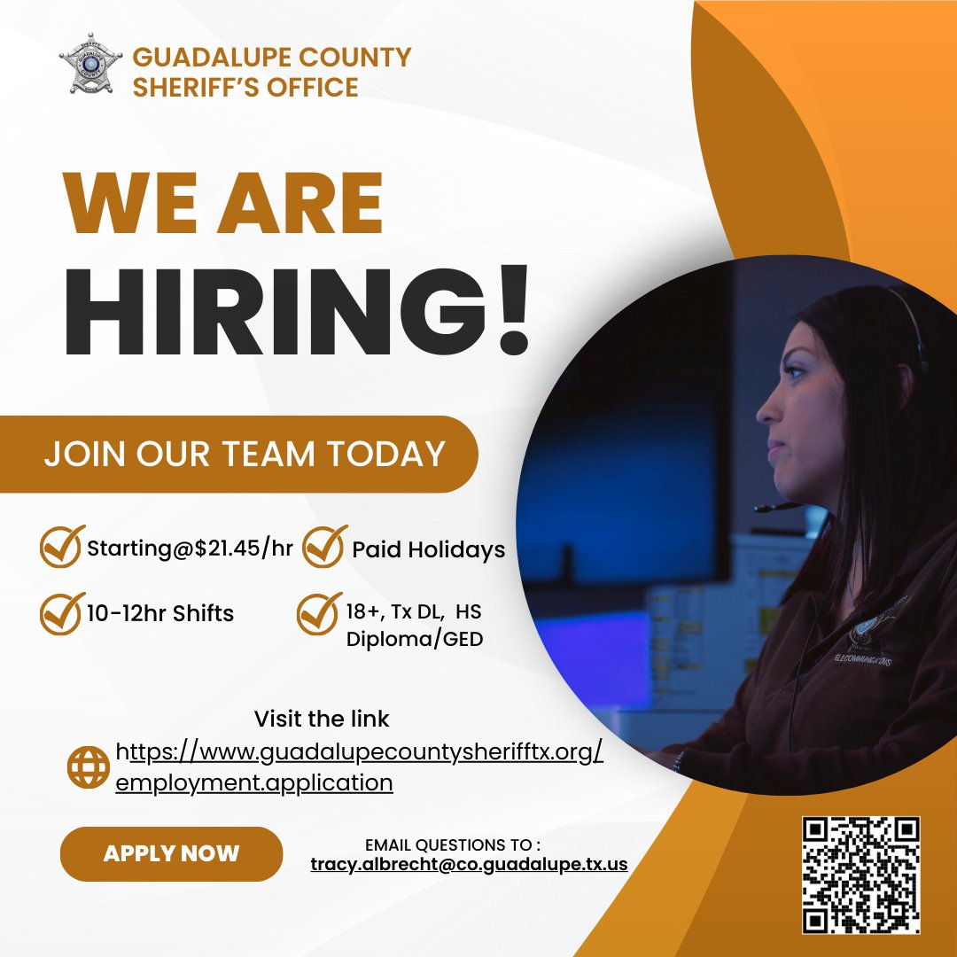 Guadalup County Sheriff's Office is hiring. Apply today!