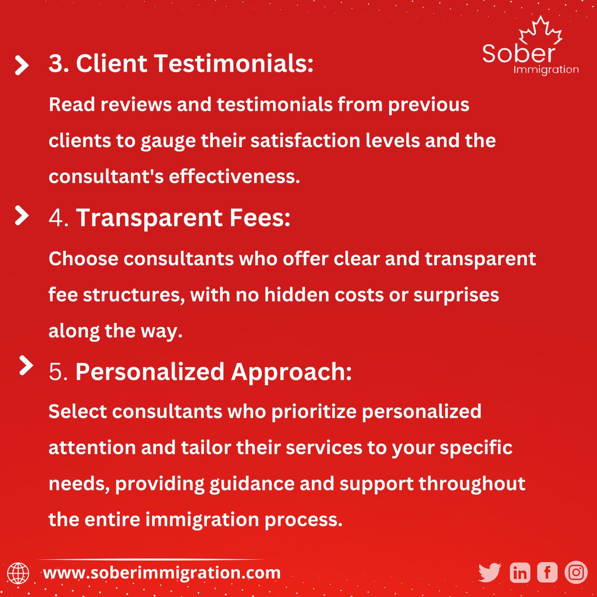 5 essential tips for choosing the right consultant. 🌟 #ImmigrationConsultant #CanadaVisa #ExpertAdvice #ICCRC #ImmigrationLaw #CanadianImmigration #VisaConsultant #ConsultingServices #DreamsComeTrue #Guidance #Support #ClientSatisfaction #Professionalism #Transparency