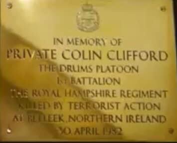 (1)
SEFF remembers Colin Clifford who was murdered by Provisional IRA terrorists on 30th April 1982.

Colin was 21-years-old, single and a soldier with the 1st Royal Hampshire Regiment holding the rank of Private was from Jersey.