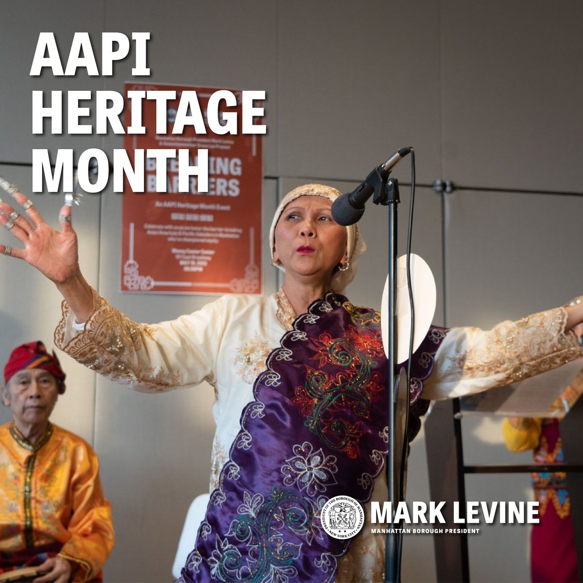 May is Asian-American/ Pacific Islander (AAPI) Heritage Month! We kicked things off this morning as BP Levine planted trees in Chinatown, and we're excited to keep going. Look out for this year's event! Last year, we were joined by the talented @Kinding_Sindaw, pictured below!