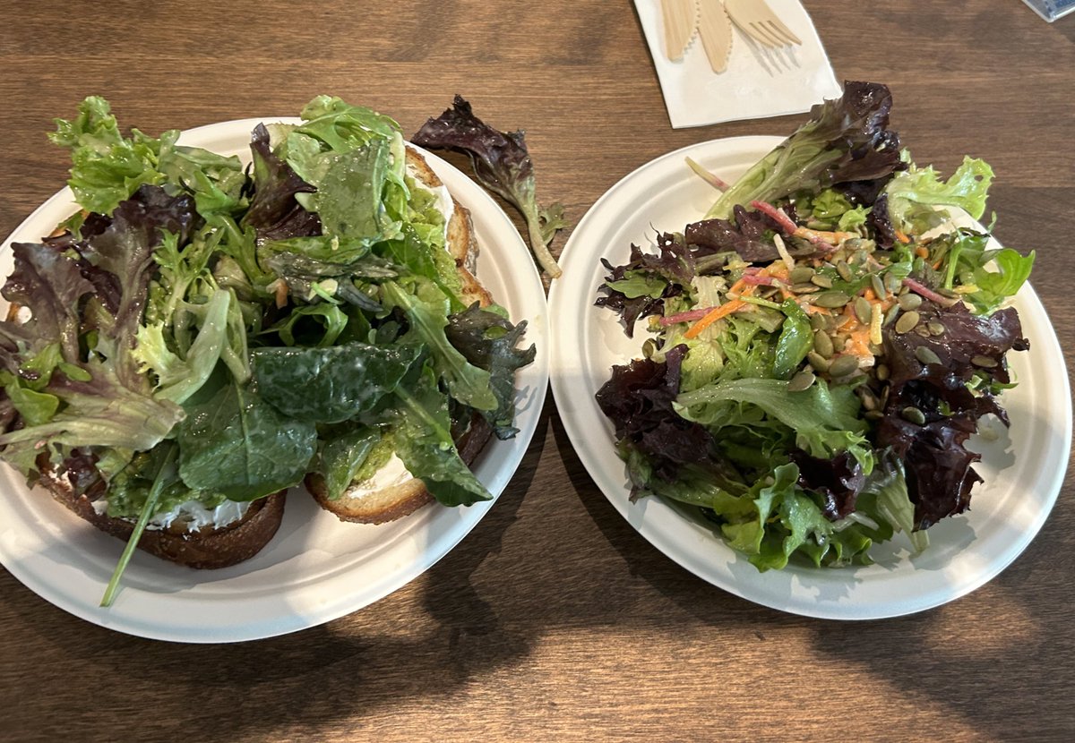 cream cheese and pesto toast with lettuce with a  side of more lettuce