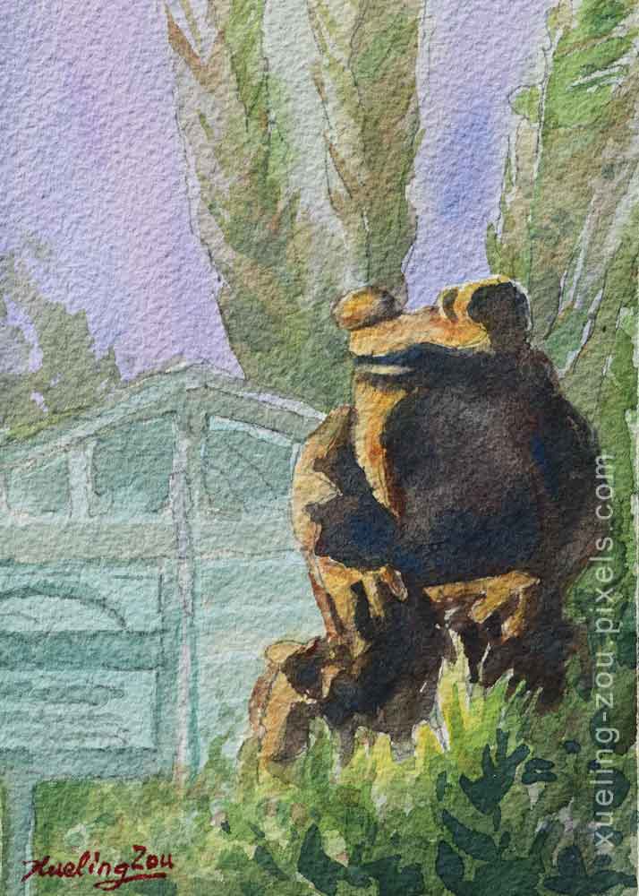 A new original Plein Air painting that I uploaded to
fineartamerica.com/featured/frog-…

#frog #capitola #shadowbrook #storytelling #lucky #originalartstories #outdoors #aquarelle #watercolor #watercolour #art #artists