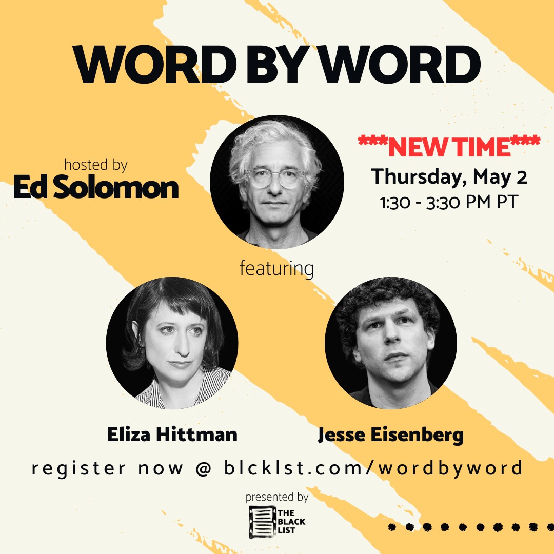 Tomorrow (Thursday) at 1:30PT* All proceeds go to support funds for Teamsters/IATSE. Register at blcklst.com/wordbyword (*New time: was 1PM)