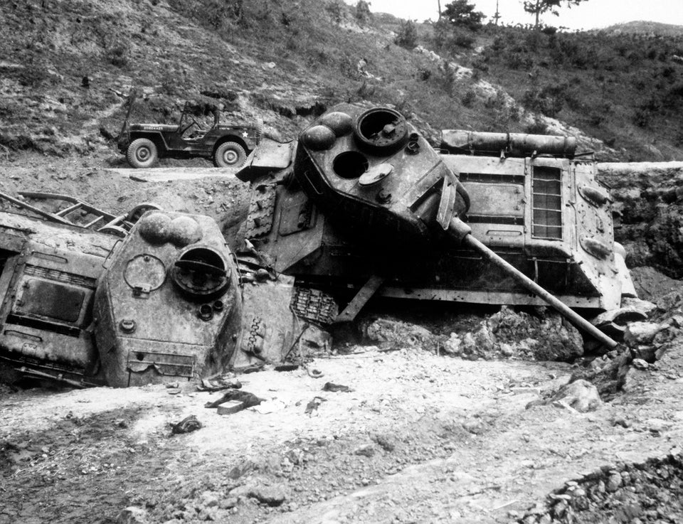 North Korean T-34s knocked out during the UN counteroffensive in 1950