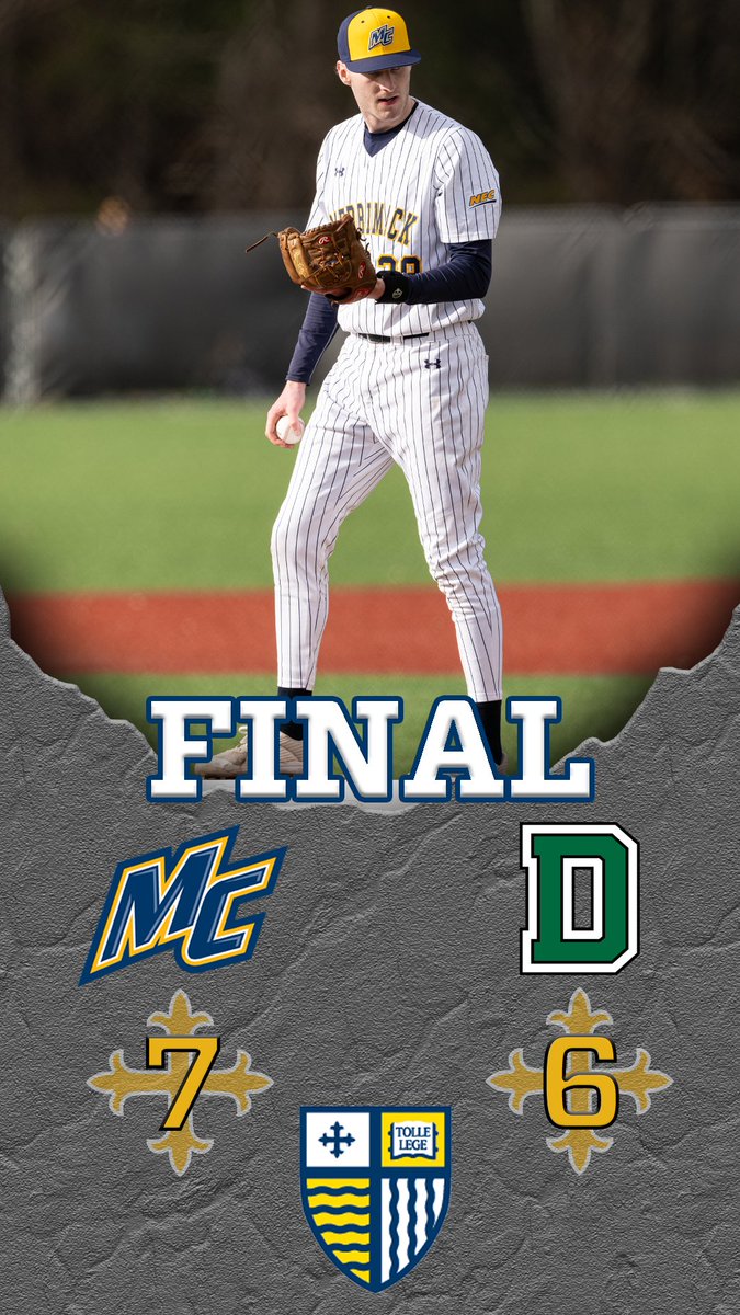 WARRIORS WIN!!!🛡️🛡️🛡️

Merrimack wins the first ever meeting between these two programs as it takes an extra innings solo homer from Braydon Dolbashian to get it done.

#GoMack