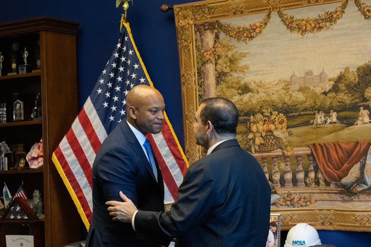 It was a pleasure to meet with @GovWesMoore today about how Congress can support Maryland in reopening the Port of Baltimore and rebuilding the Francis Scott Key Bridge. The Port of Baltimore is crucial to America's trade economy and must be reopened quickly.