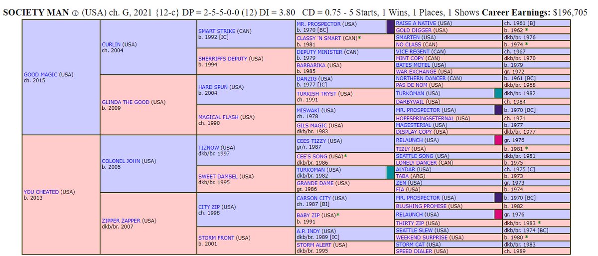 @fmkray @georgebakis5 Society Man has TURKOMAN (by ALYDAR) via GOOD MAGIC & HARD SPUN on both top & bottom He is the only TB I know of that has TURKOMAN on both top & bottom Show me another