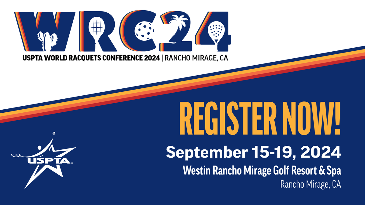 Registration is now open for the USPTA World Racquets Conference 2024, coming to The Westin Rancho Mirage Golf Resort & Spa from Sept. 15-19, 2024.

Log in to your account and register: uspta.com/uspta/Events/E…