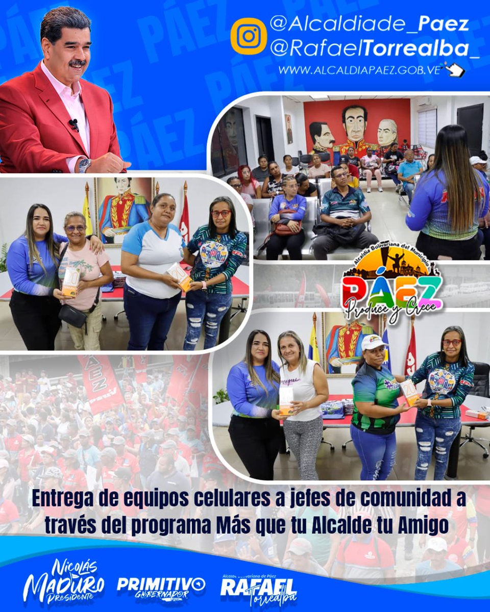 Por instrucciones del alcalde @rtorrealba_ se entregó equipos celulares a jefes y jefas comunidad, a fin de seguir fortaleciendo el trabajo de comunicación,supervisión y control de los CLAP, cumpliendo orientaciones del pdte @NicolasMaduro y con el apoyo del gob @PrimitivoPsuv